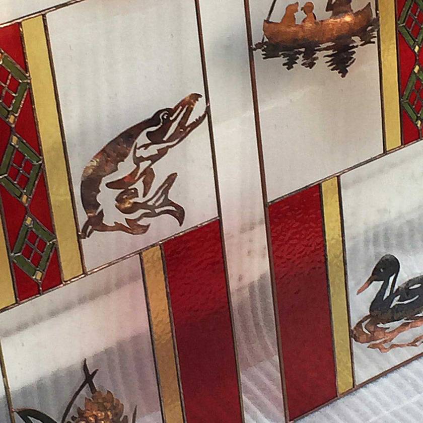 Custom Stained Glass Doors with Rustic Copper overlays